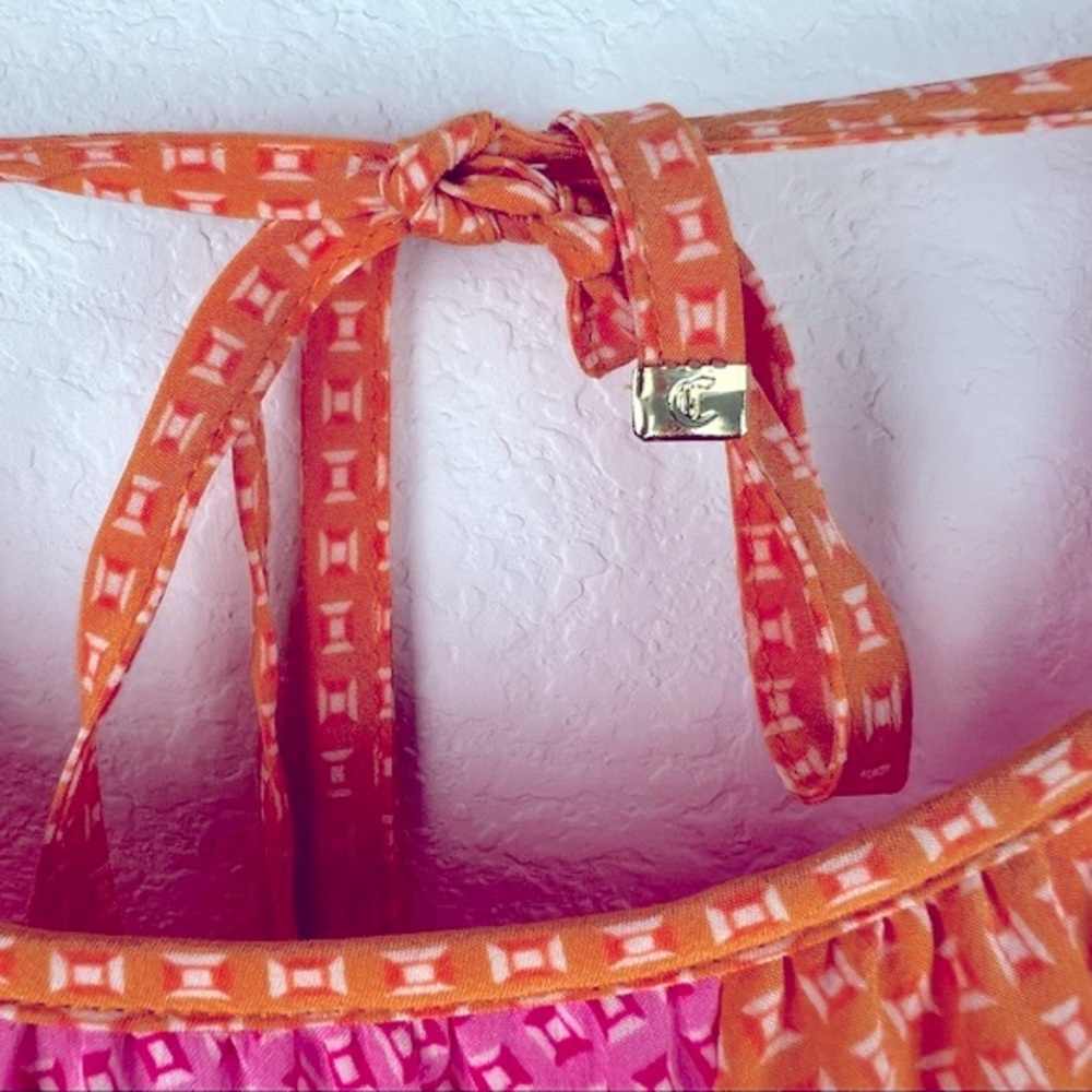 Juicy Couture Print Orang and Pink Sweetheart Dress Size 2 - Picture 4 of 8